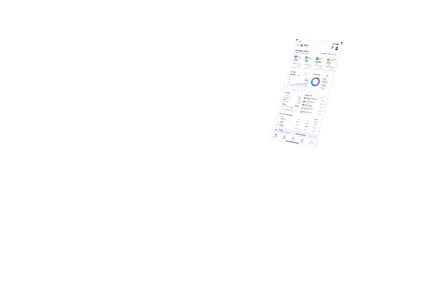 SaaS platforması mobil interfeysi